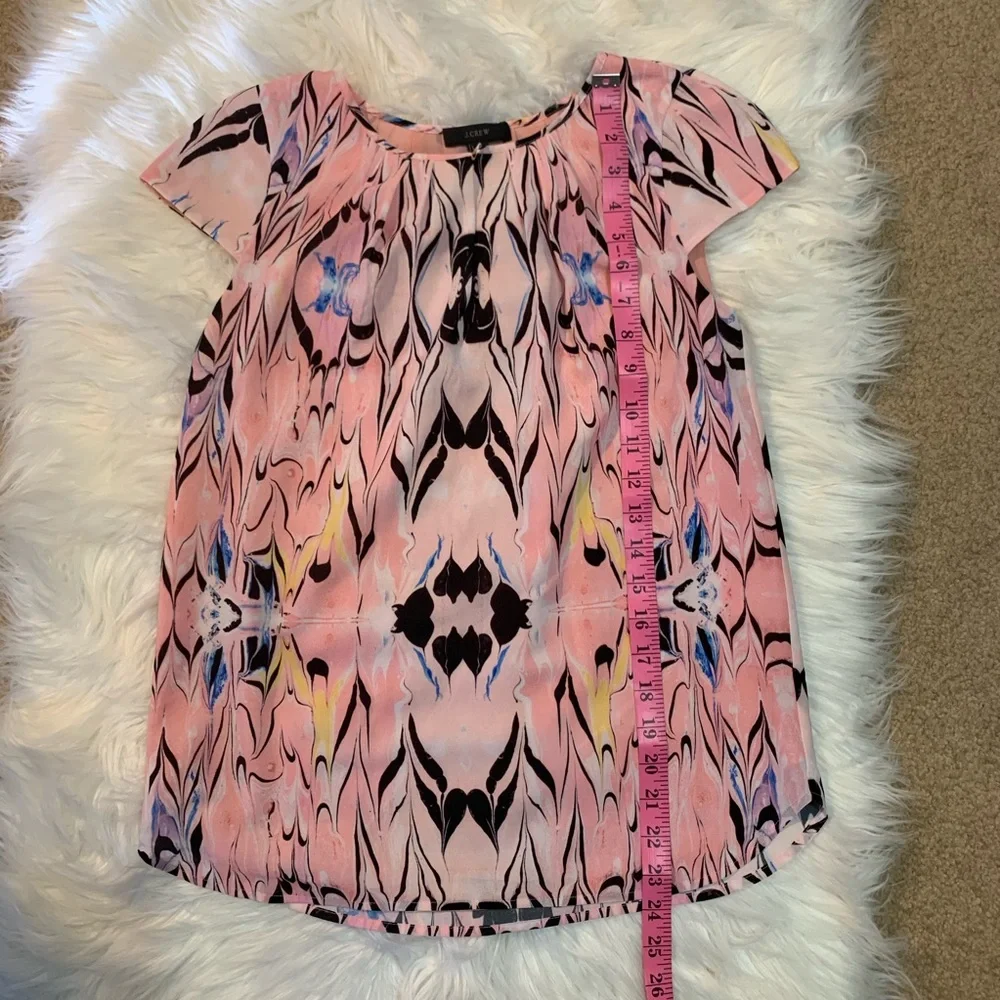 J. Crew Pink design short sleeve business casual blouse top size 00 pink